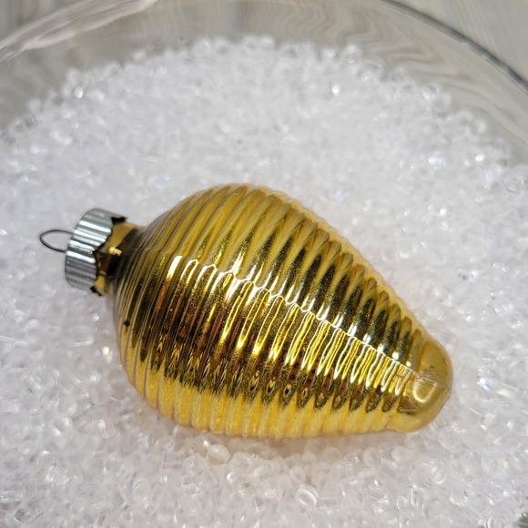 Shiny‎ Brite Gold Ribbed Chinese Lantern Mercury Glass Christmas Ornament Vtg 2 - Picture 5 of 9